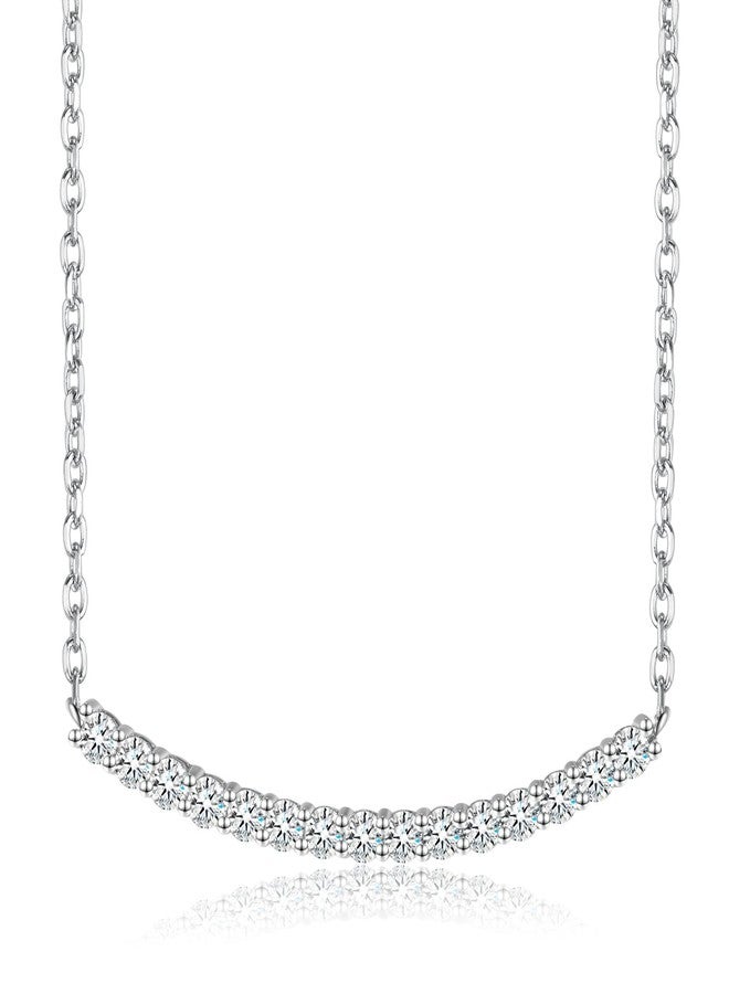 SecreTalk Tennis Moissanite Necklace for Women, 925 Sterling Silver D Color Ideal Cut 2mm Necklace for Women with Certificate of Authenticity (White Gold Plated, 0.9cttw) - Image 1
